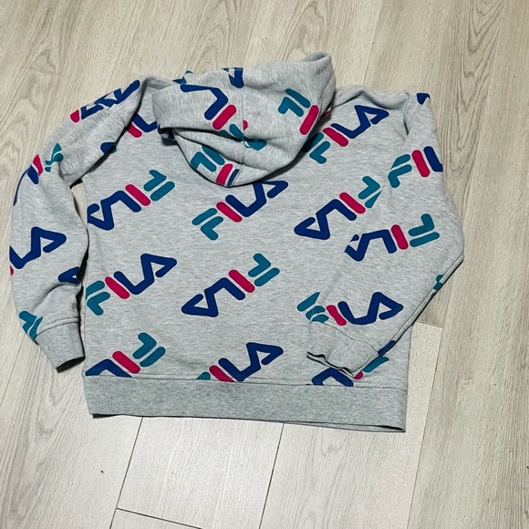 Fila Gray Youth Hoodie with Blue and Pink Accents - Picture 5 of 5